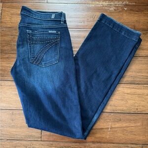 Y2K 7 FOR ALL MANKIND TAILORLESS DOJO FLARE JEANS SZ 32x34 Dark Wash